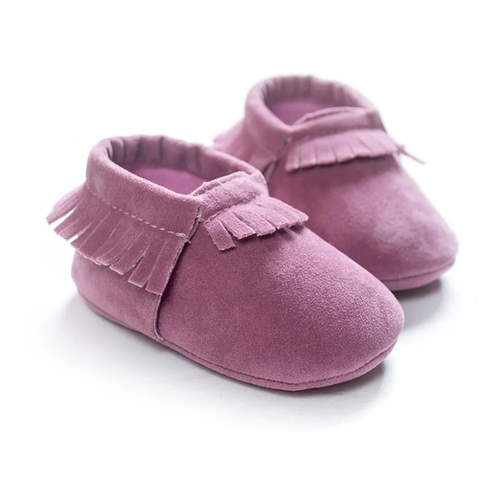 PU Suede Leather Newborn Baby Boy Girl Baby Moccasins Soft Moccs Shoes Bebe Fringe Soft Soled Non-slip Footwear Crib Shoes