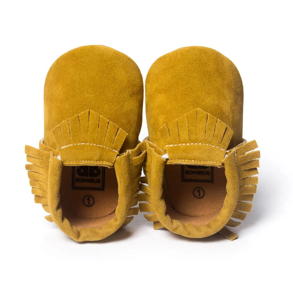 PU Suede Leather Newborn Baby Boy Girl Baby Moccasins Soft Moccs Shoes Bebe Fringe Soft Soled Non-slip Footwear Crib Shoes