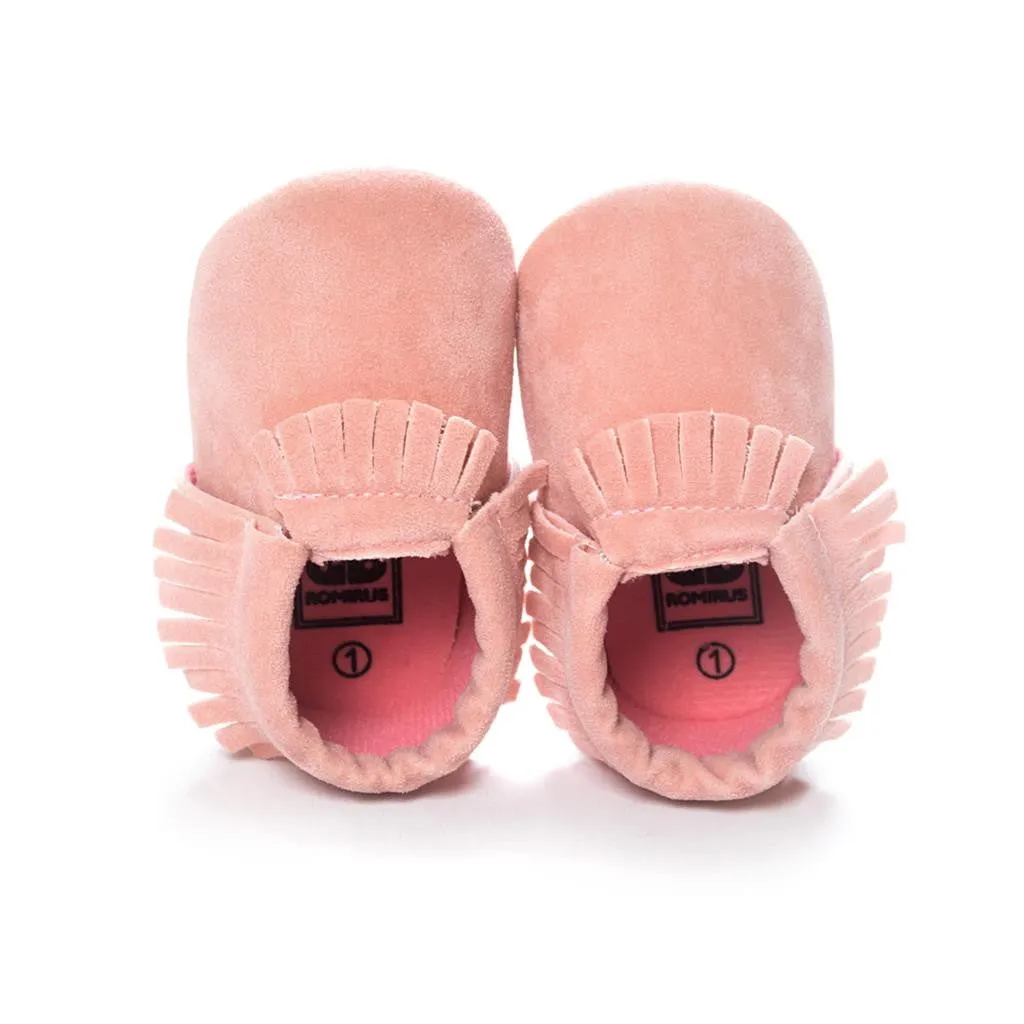 PU Suede Leather Newborn Baby Boy Girl Baby Moccasins Soft Moccs Shoes Bebe Fringe Soft Soled Non-slip Footwear Crib Shoes