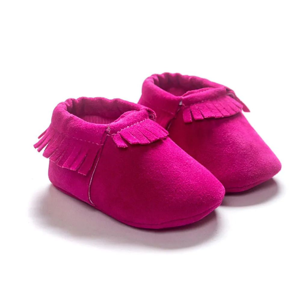 PU Suede Leather Newborn Baby Boy Girl Baby Moccasins Soft Moccs Shoes Bebe Fringe Soft Soled Non-slip Footwear Crib Shoes