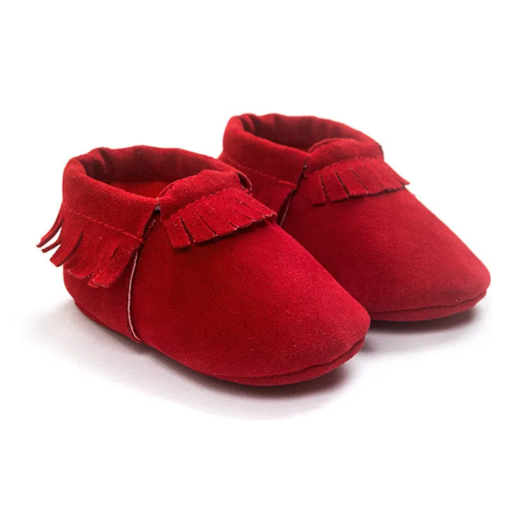 PU Suede Leather Newborn Baby Boy Girl Baby Moccasins Soft Moccs Shoes Bebe Fringe Soft Soled Non-slip Footwear Crib Shoes