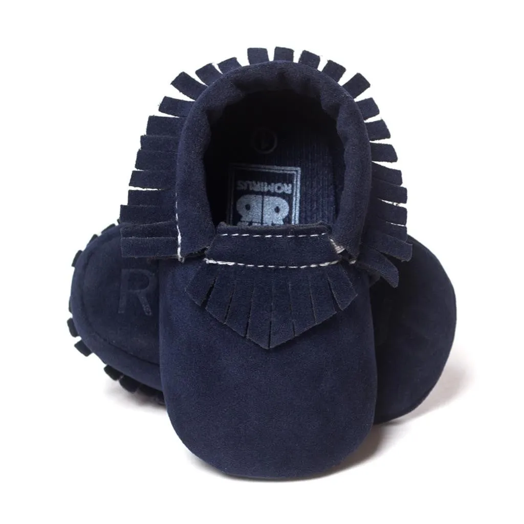 PU Suede Leather Newborn Baby Boy Girl Baby Moccasins Soft Moccs Shoes Bebe Fringe Soft Soled Non-slip Footwear Crib Shoes