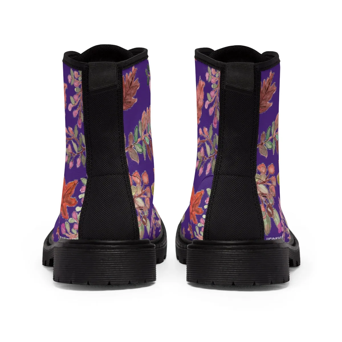 Purple Fall Women's Boots, Fall Leaves Print Women's Boots, Best Winter Boots For Women (US Size 6.5-11)