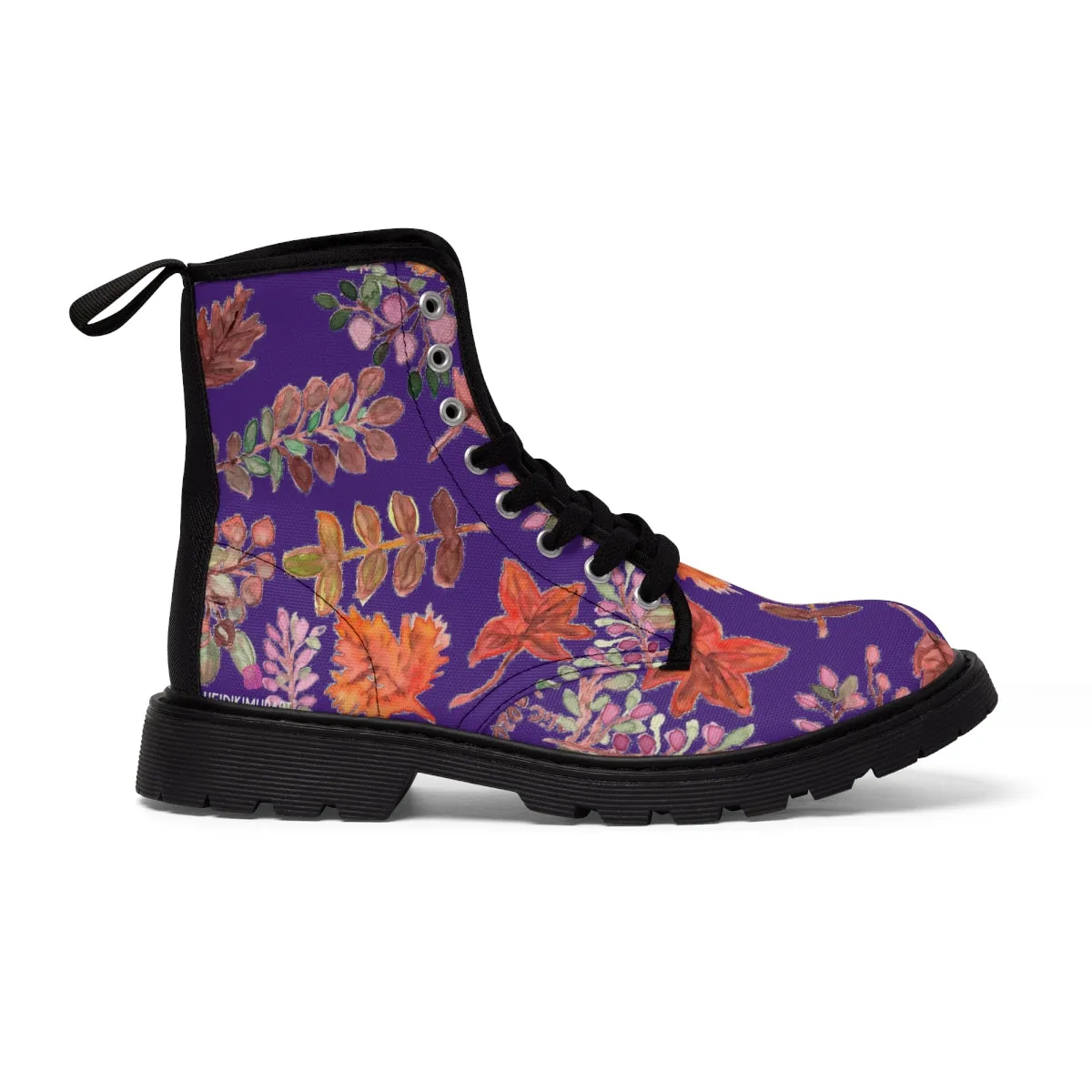 Purple Fall Women's Boots, Fall Leaves Print Women's Boots, Best Winter Boots For Women (US Size 6.5-11)