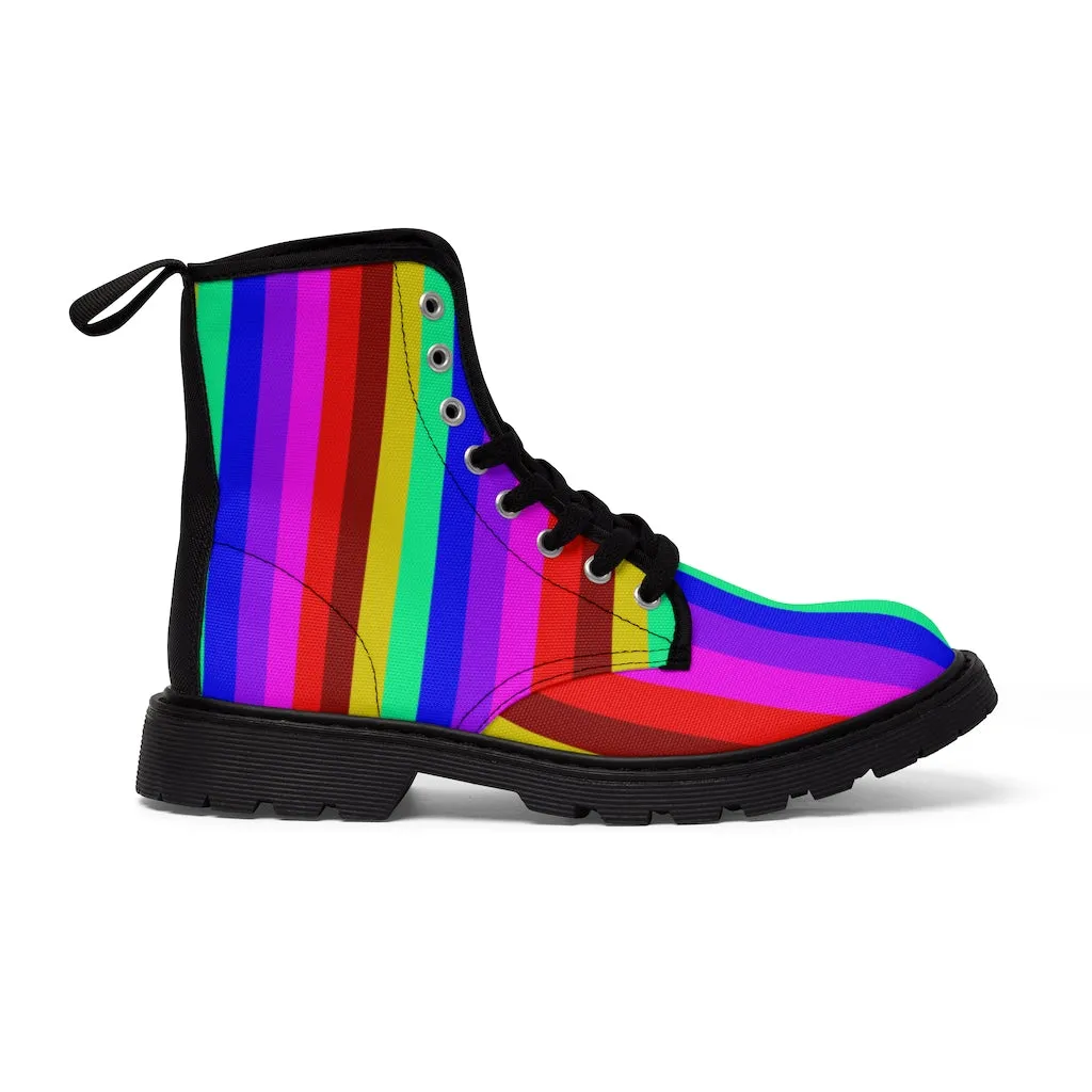 Rainbow Gay Pride Ladies' Boots, Designer Modern Gay Friendly Women's Canvas Boots(US Size 6.5-11)