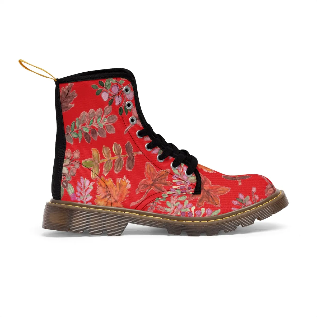 Red Fall Women's Boots, Fall Leaves Print Women's Boots, Best Winter Boots For Women (US Size 6.5-11)