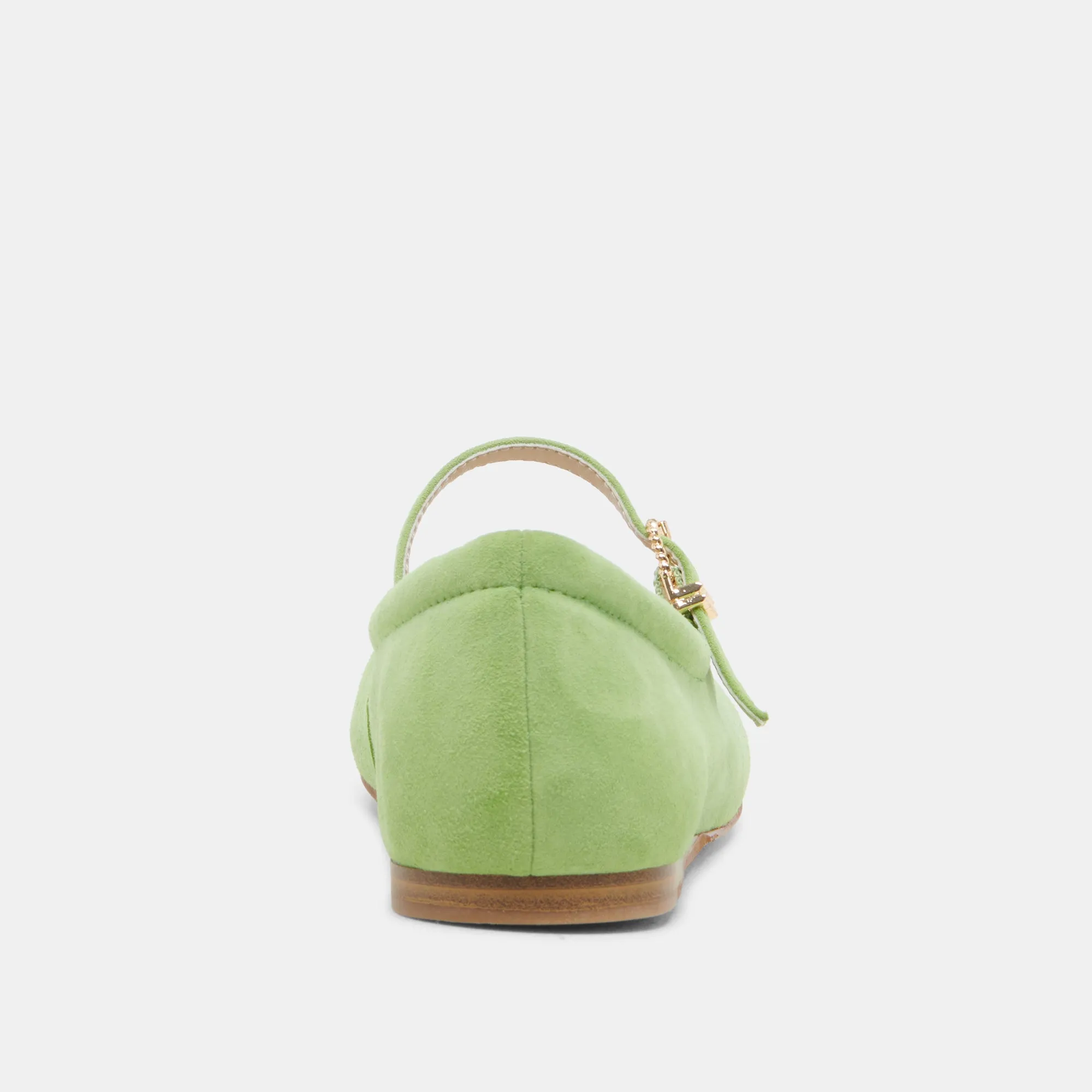 REYES TOE CAP BALLET FLATS LIME SUEDE