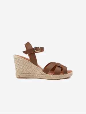 Rhubarb Women's Vegan Leather Espadrille Wedge Sandals | Tan