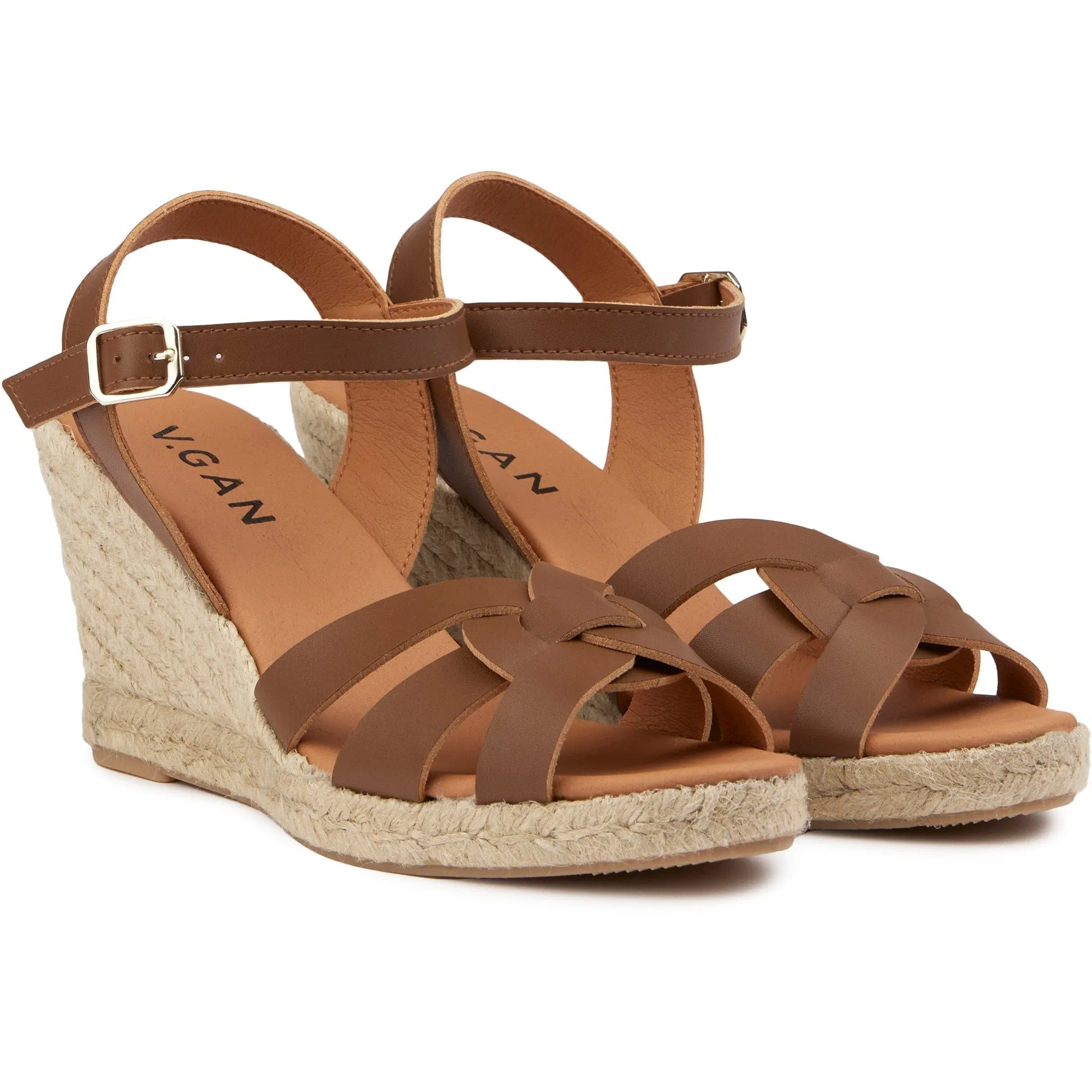 Rhubarb Women's Vegan Leather Espadrille Wedge Sandals | Tan