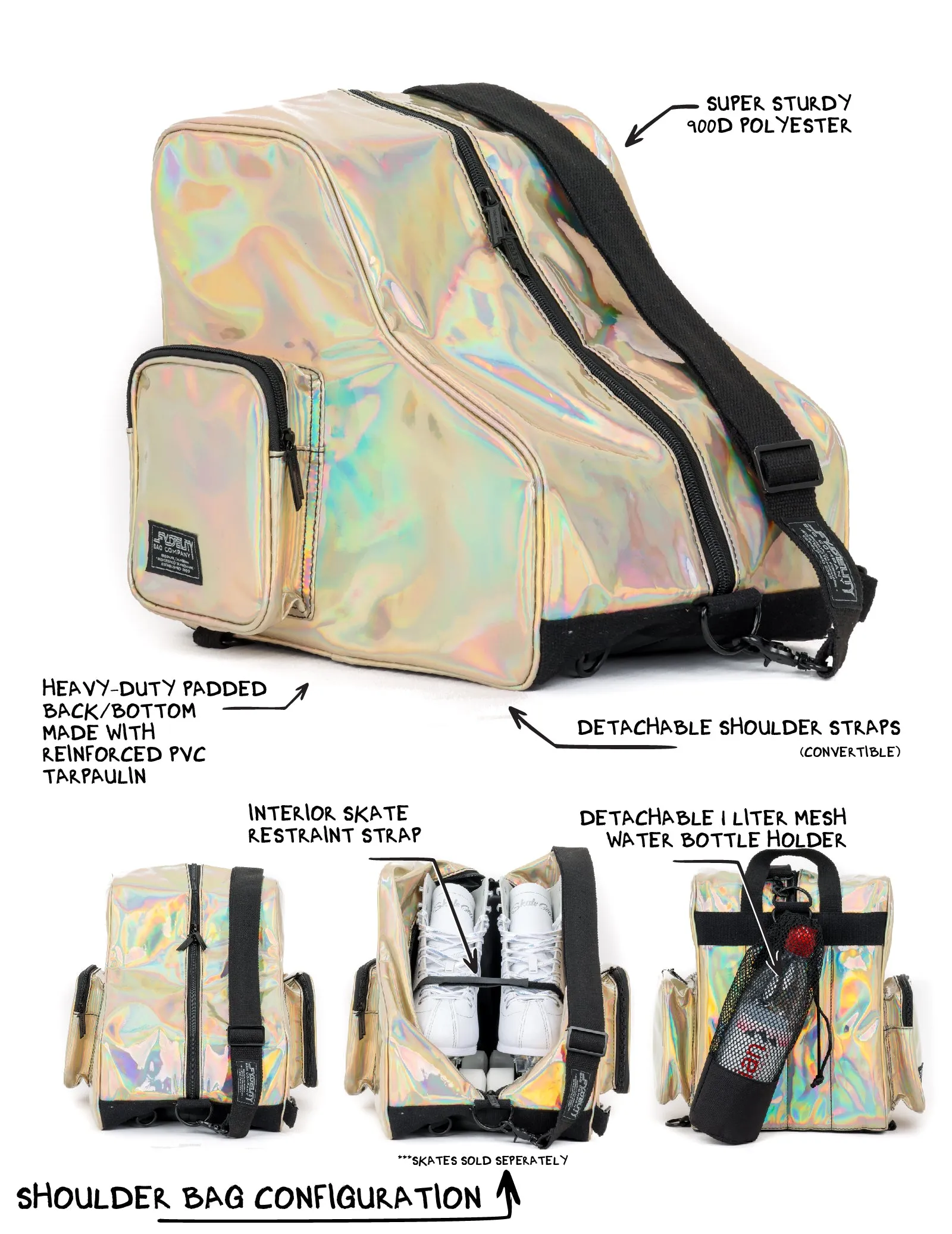 Roller Skate Backpack | Freewheelin' | Laser Rose Gold