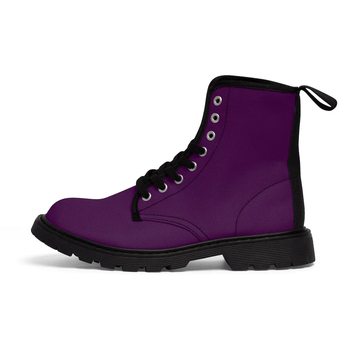 Royal Purple Women's Boots, Classic Solid Color Winter Lace-up Toe Cap Hiking Boots For Women