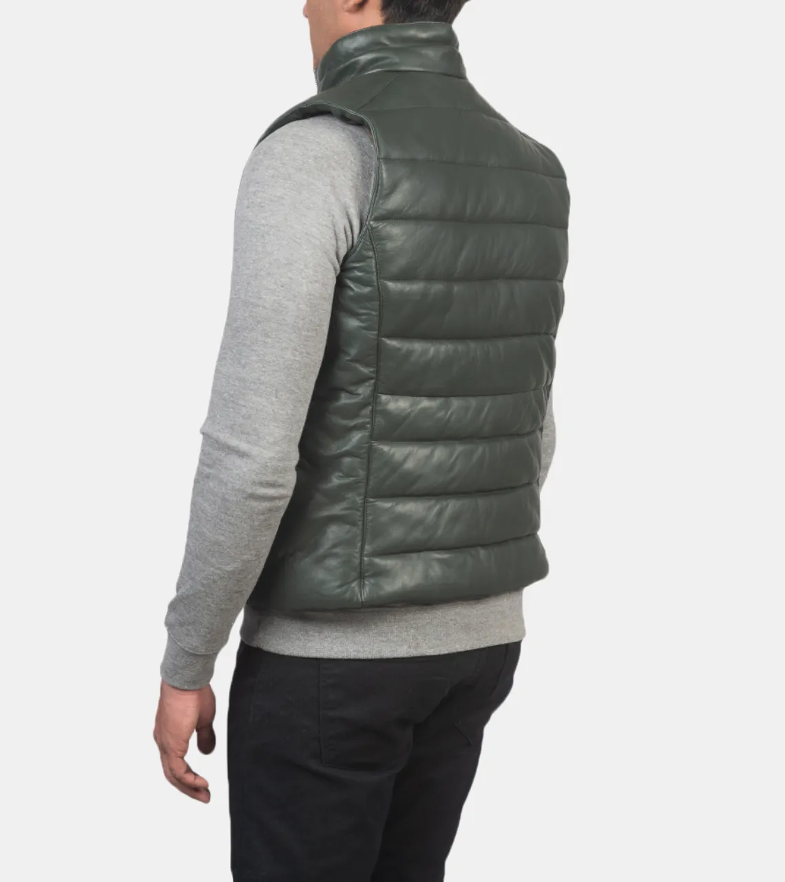 Stetson Men's Green Puffer Leather Vest