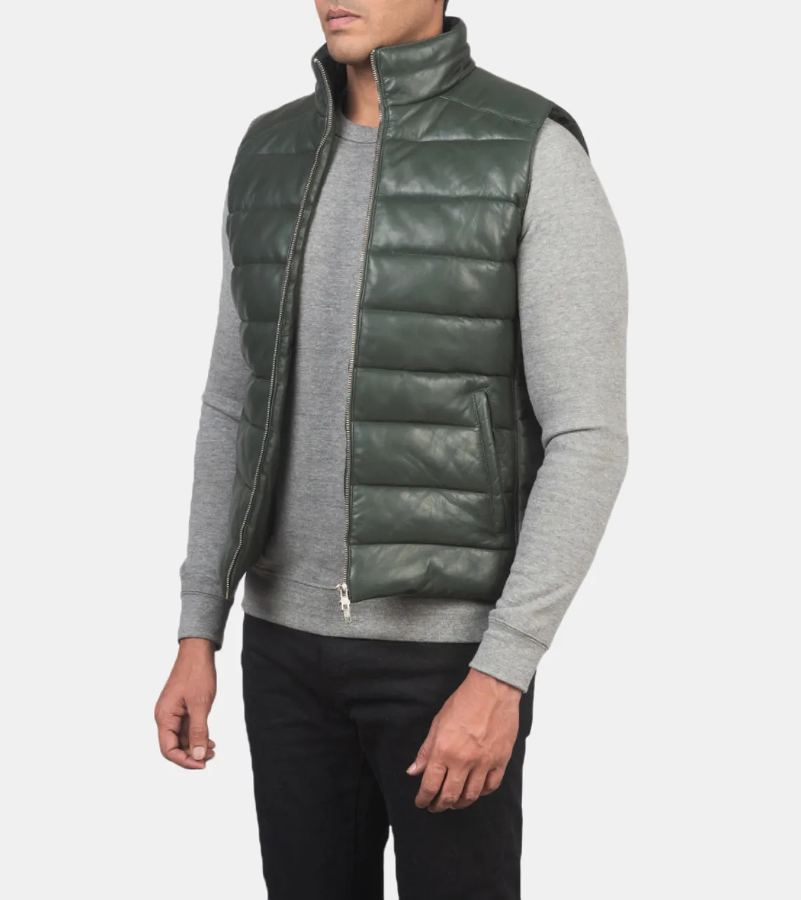 Stetson Men's Green Puffer Leather Vest