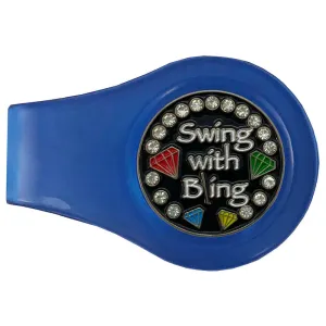 Swing With Bling (Black) Golf Ball Marker With Colored Clip