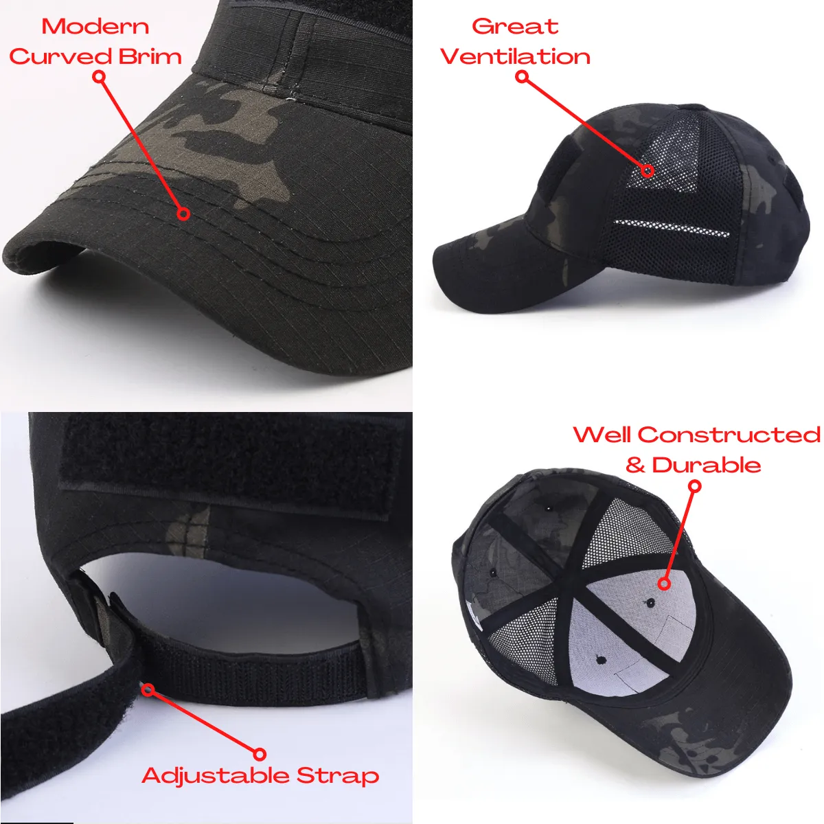 Tactical-Style Patch Hat with Adjustable Strap