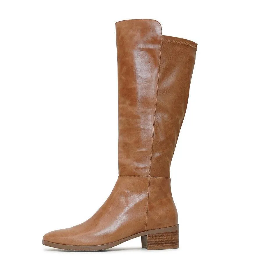 Tetley Tan Leather Knee High Boots