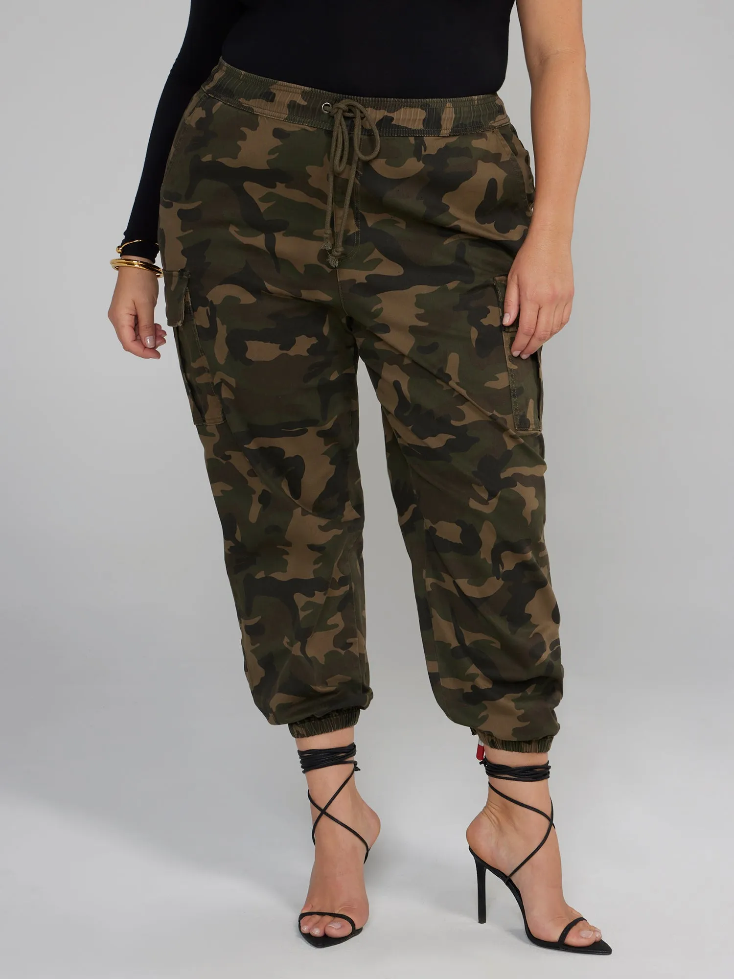 Tie-Waist Cargo Camo Joggers