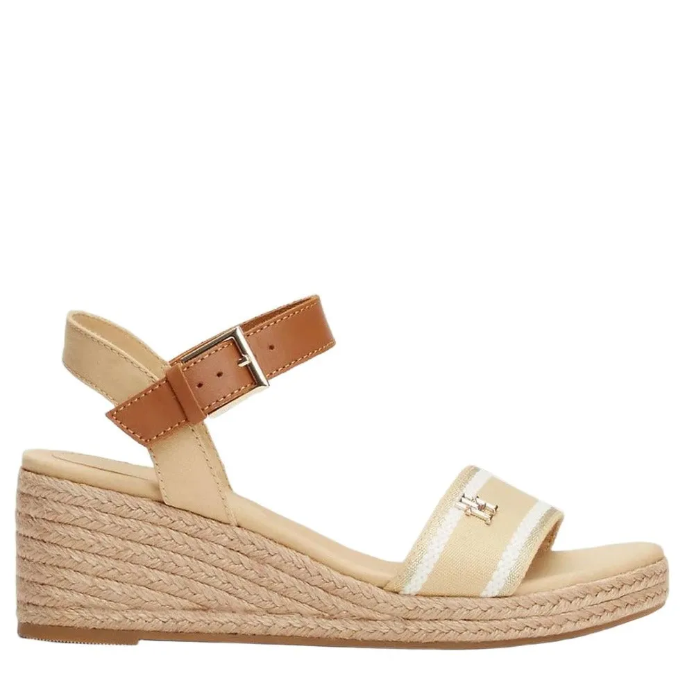 Tommy Hilfiger Womens Webbing Wedge Sandal Harvest Wheat