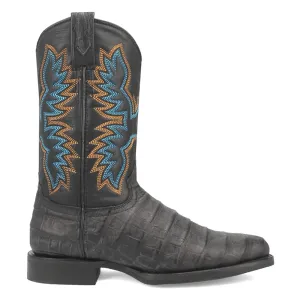 Trail Boss Embroidered Gator Print Round Toe Cowboy Boots