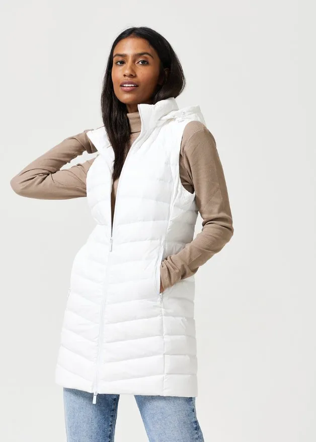 White Longline Duck Down Puffer Vest