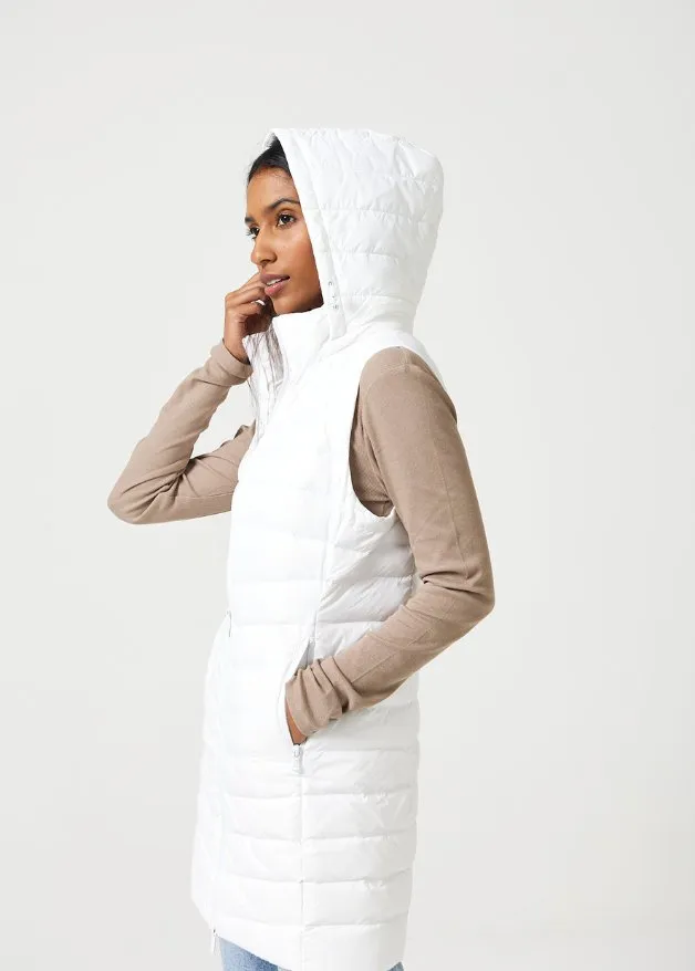 White Longline Duck Down Puffer Vest