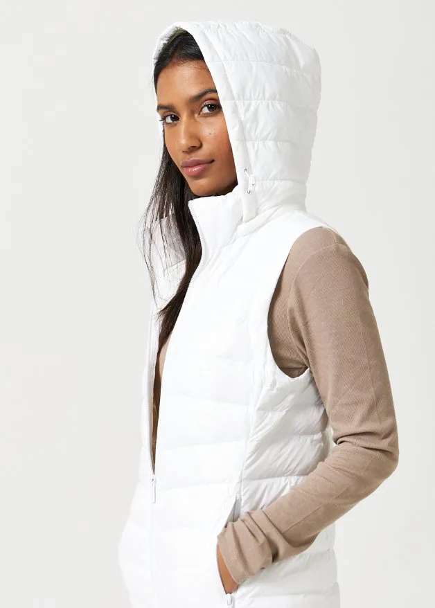 White Longline Duck Down Puffer Vest