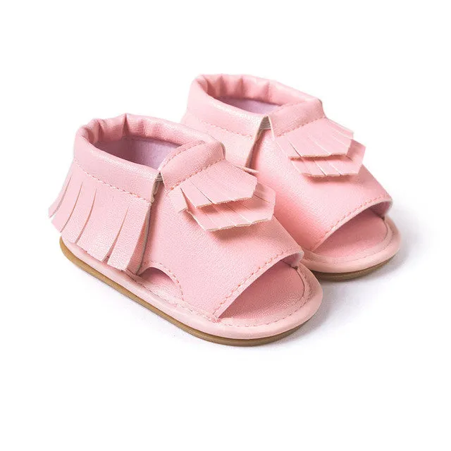 Wholesales PU Leather Fringe Newborn Baby Girl Boy Crib First Walkers Soft Soled Summer Baby Moccasins Moccs Shoes