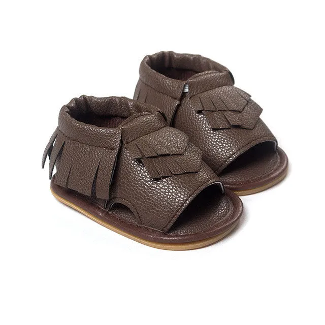 Wholesales PU Leather Fringe Newborn Baby Girl Boy Crib First Walkers Soft Soled Summer Baby Moccasins Moccs Shoes