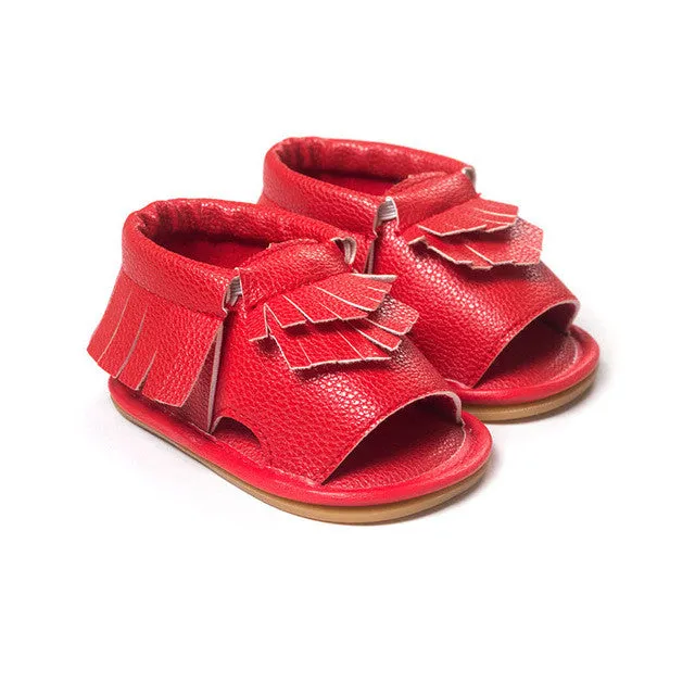 Wholesales PU Leather Fringe Newborn Baby Girl Boy Crib First Walkers Soft Soled Summer Baby Moccasins Moccs Shoes