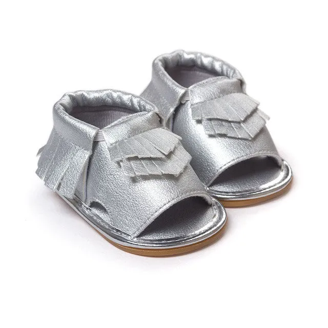 Wholesales PU Leather Fringe Newborn Baby Girl Boy Crib First Walkers Soft Soled Summer Baby Moccasins Moccs Shoes