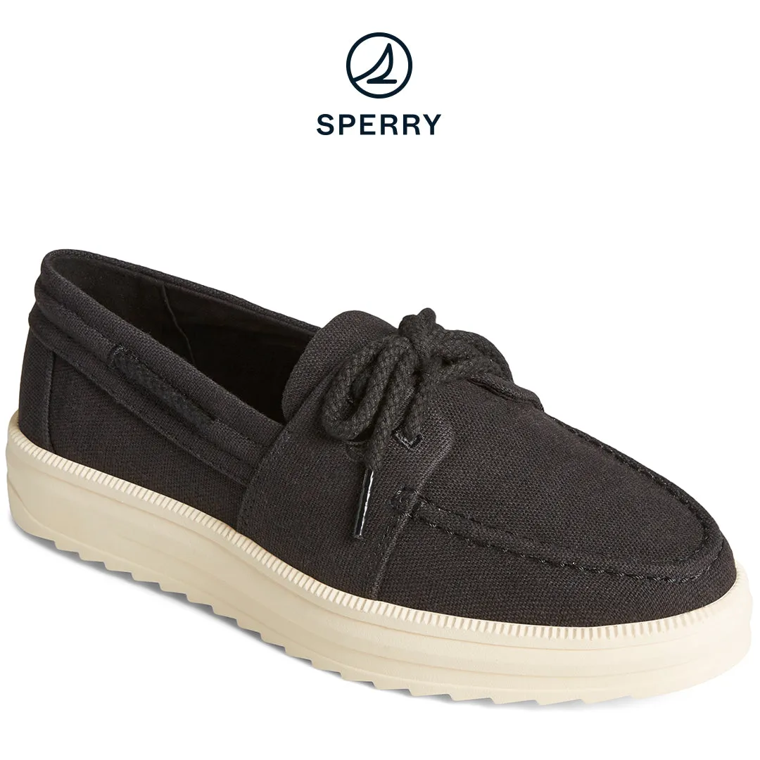 Women's Cruise Boat Slubby Linen PS- Black (STS89037)