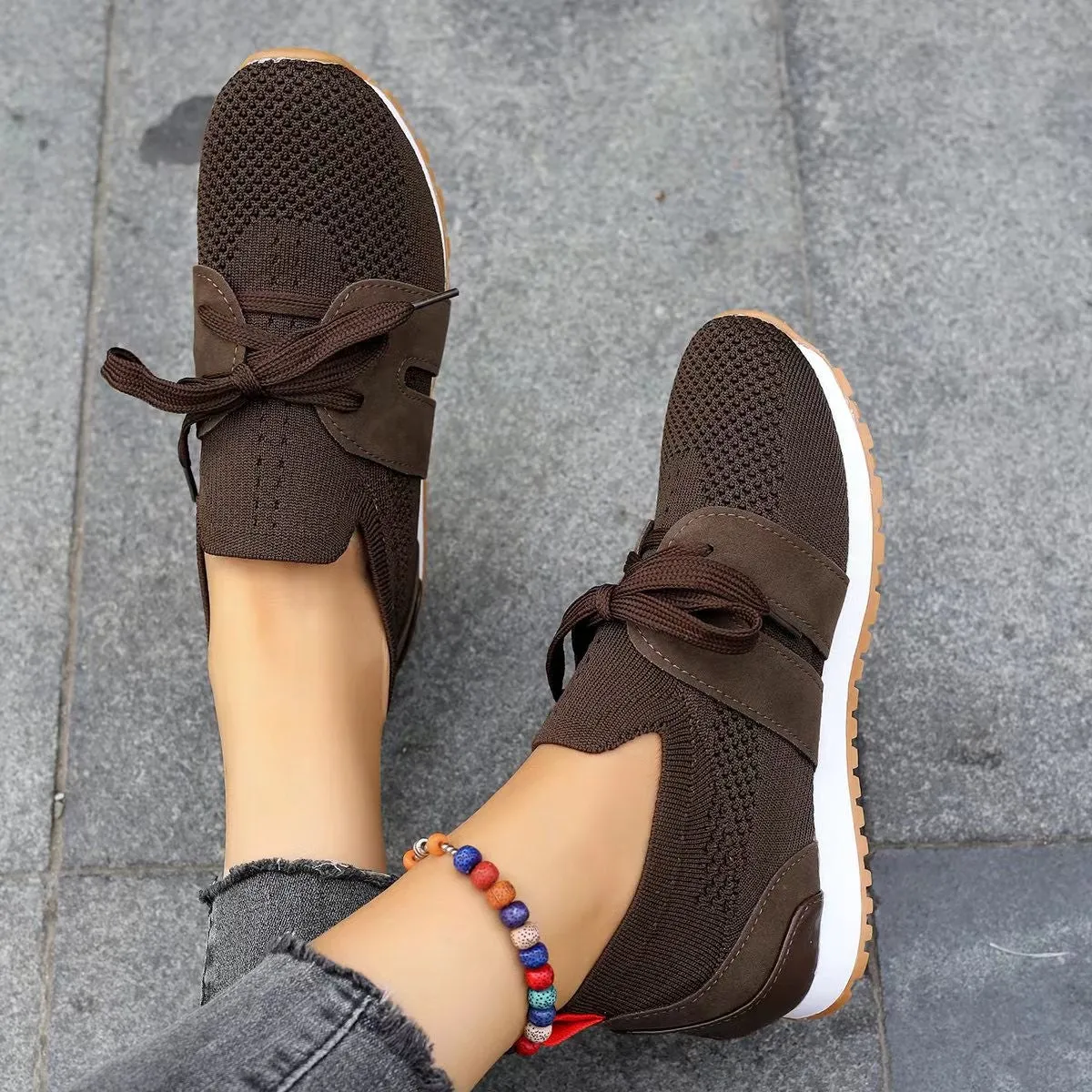 Women's Fly Woven Mesh Lace-up Casual Shoes