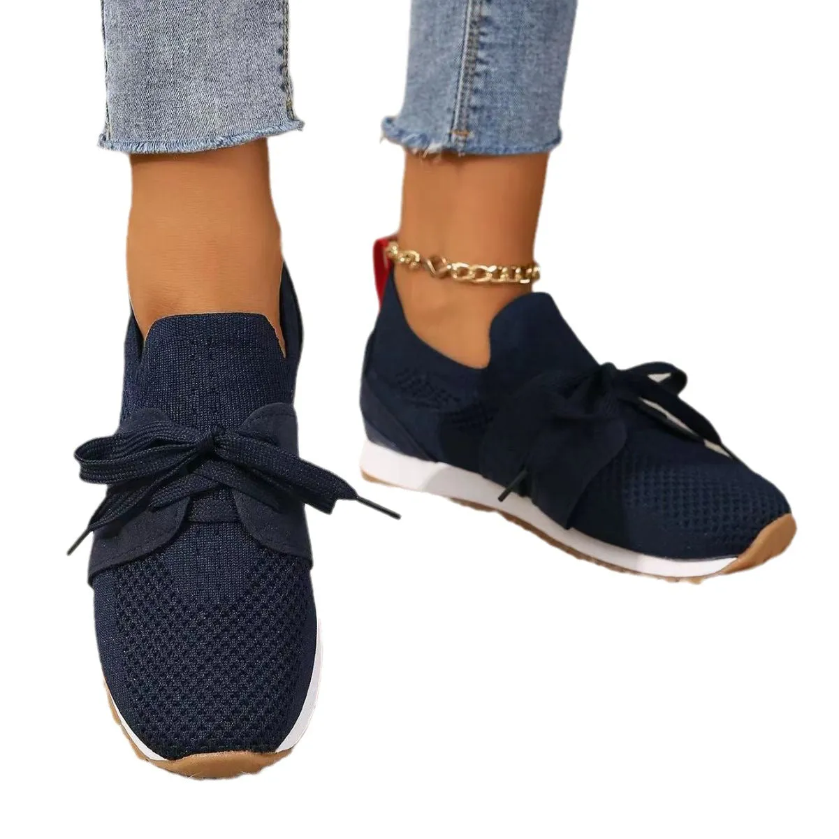 Women's Fly Woven Mesh Lace-up Casual Shoes