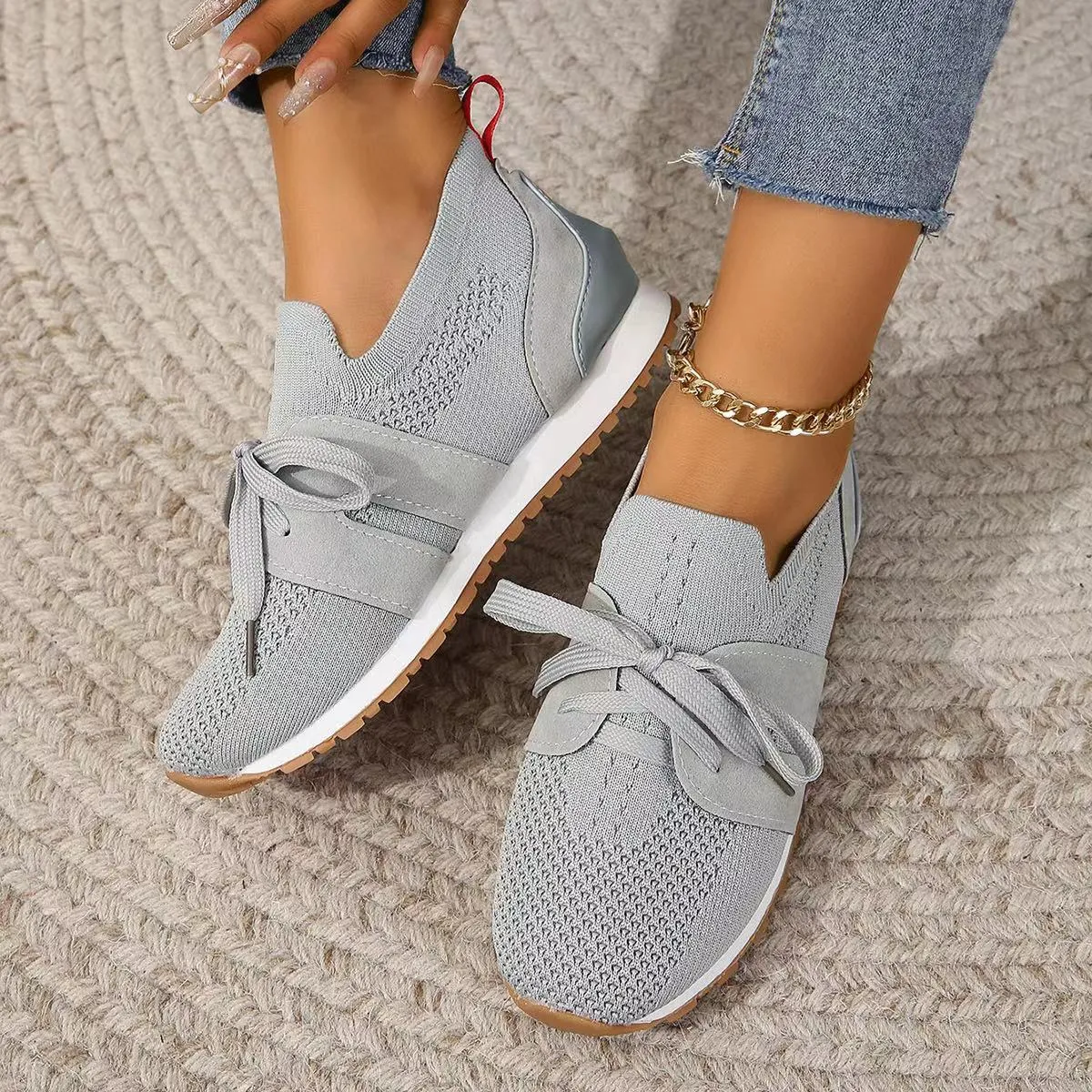 Women's Fly Woven Mesh Lace-up Casual Shoes