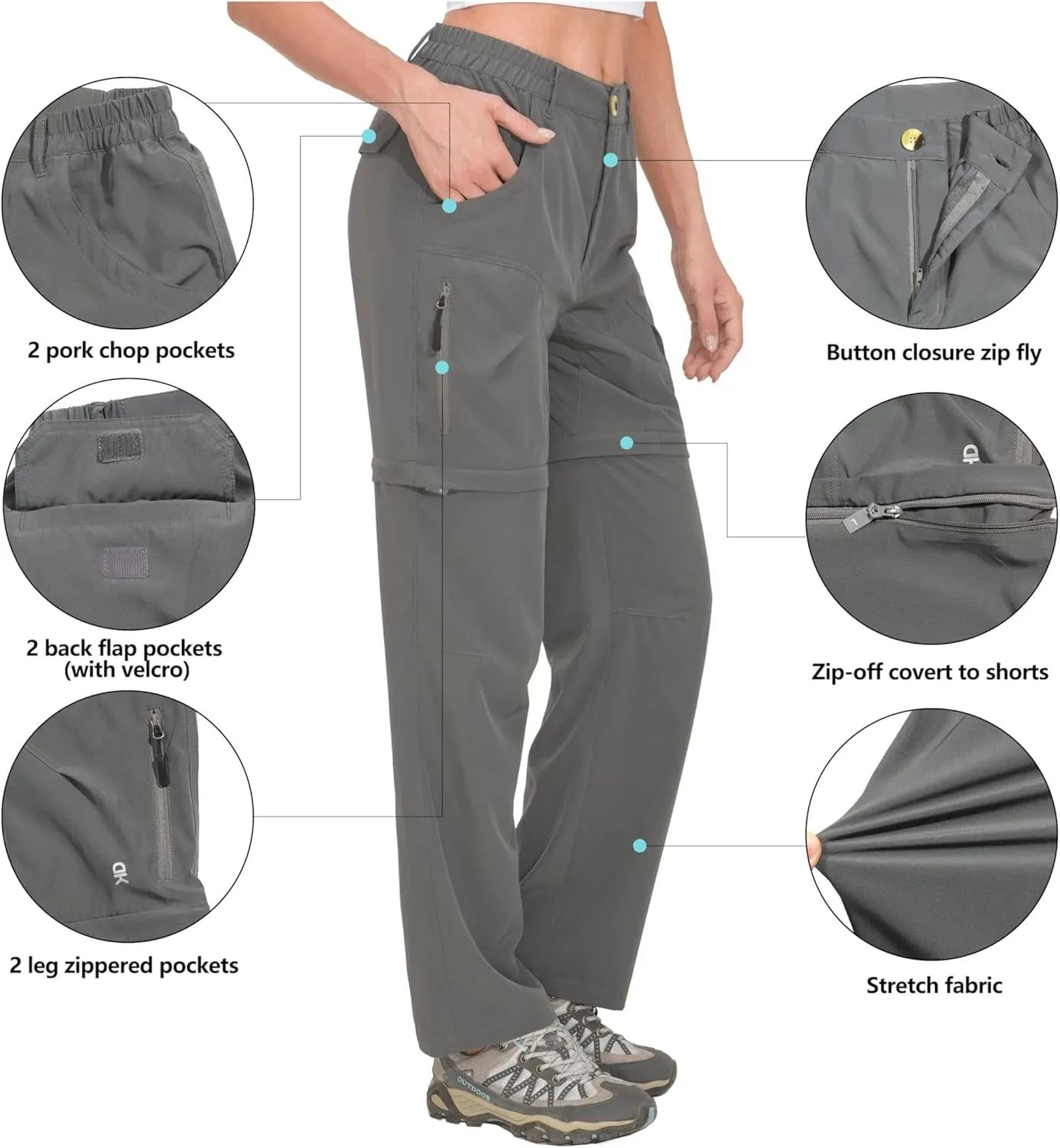 Women's Hiking Zip off Pants Quick Dry Convertible