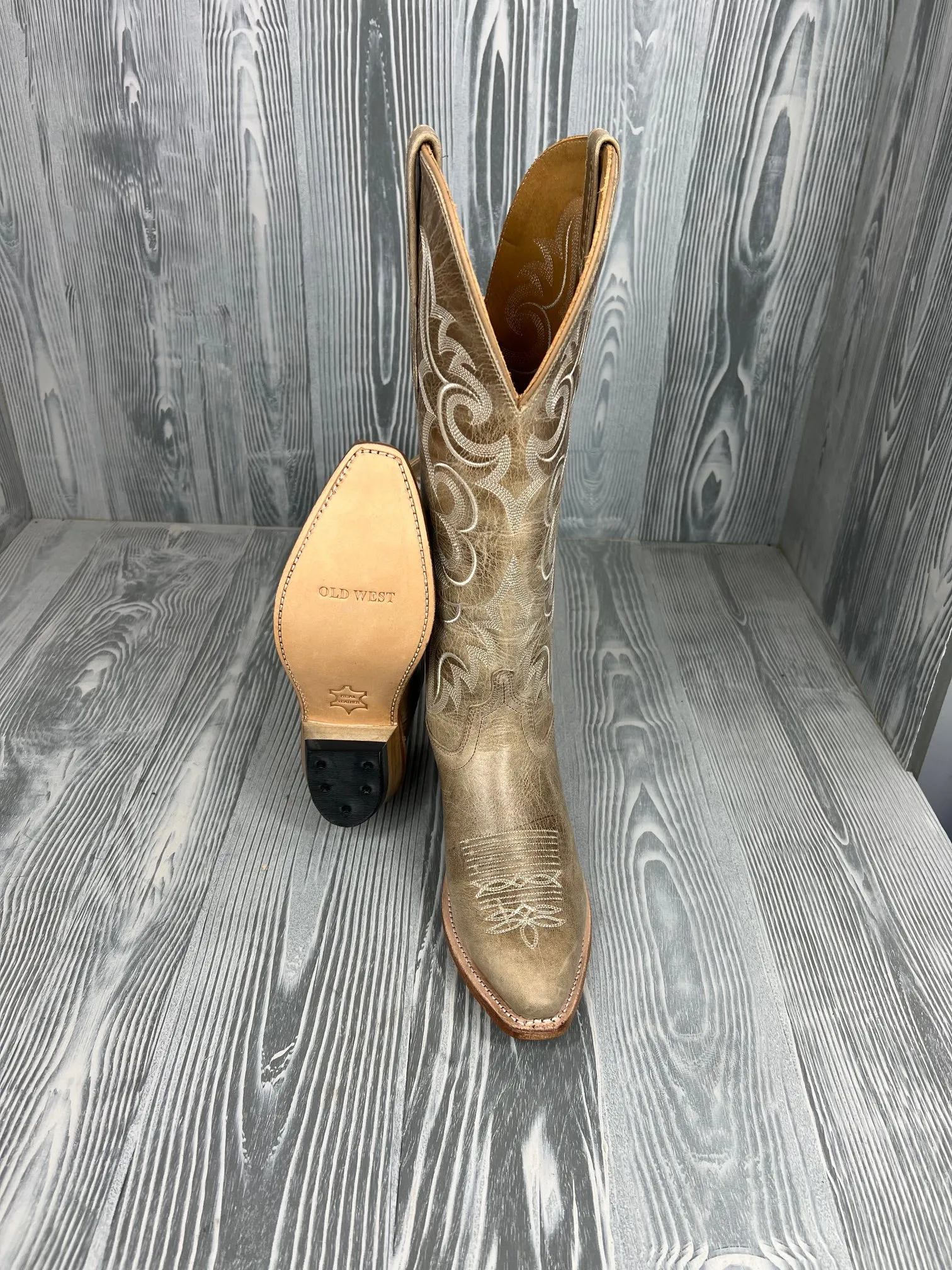 Women's Old West Tall Ivory Snip Toe Western Boot - TS1553