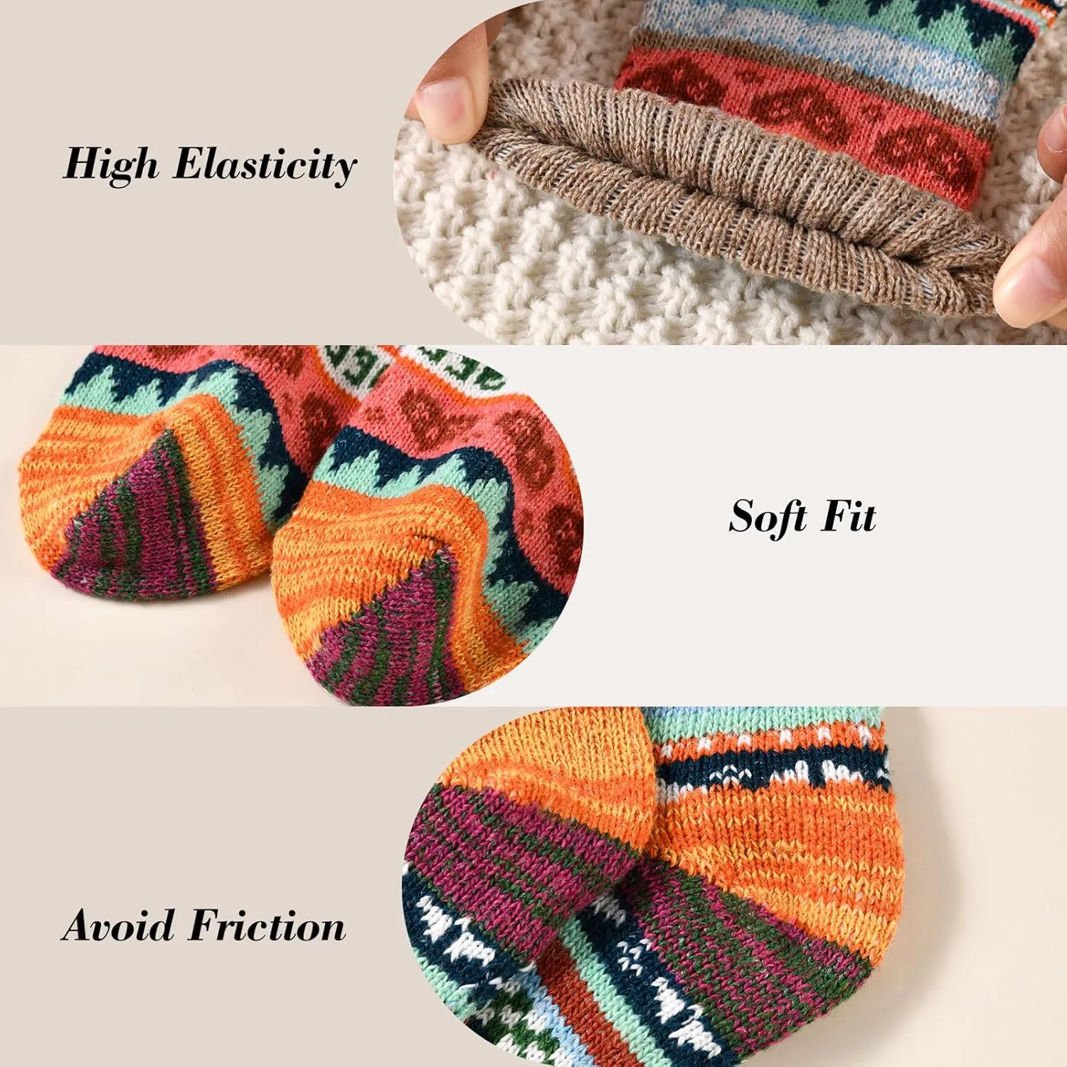 Wool Socks – Cozy, Warm, Thick Knit Socks for Women & Men, 2 Sets