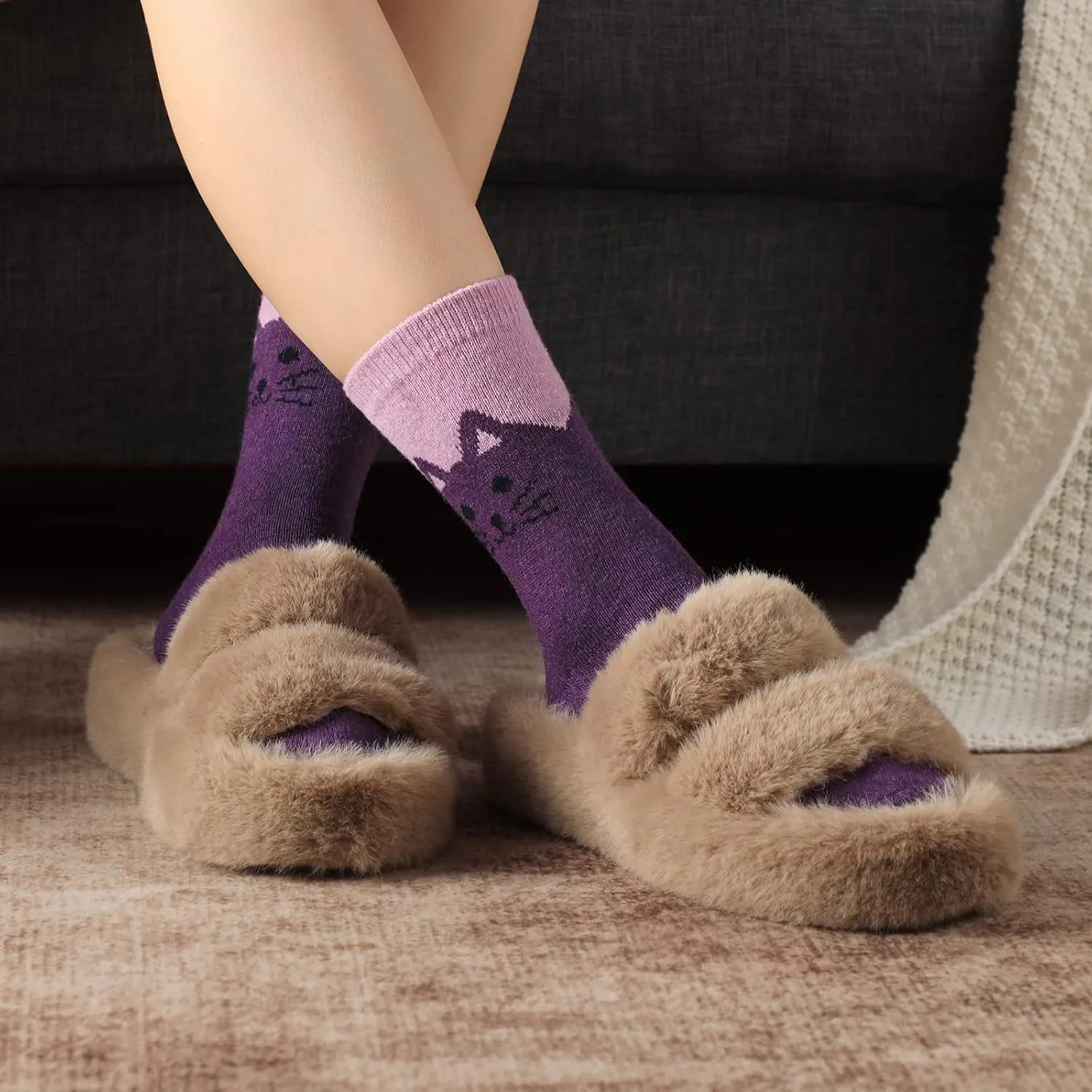 Wool Socks – Cozy, Warm, Thick Knit Socks for Women & Men, 2 Sets