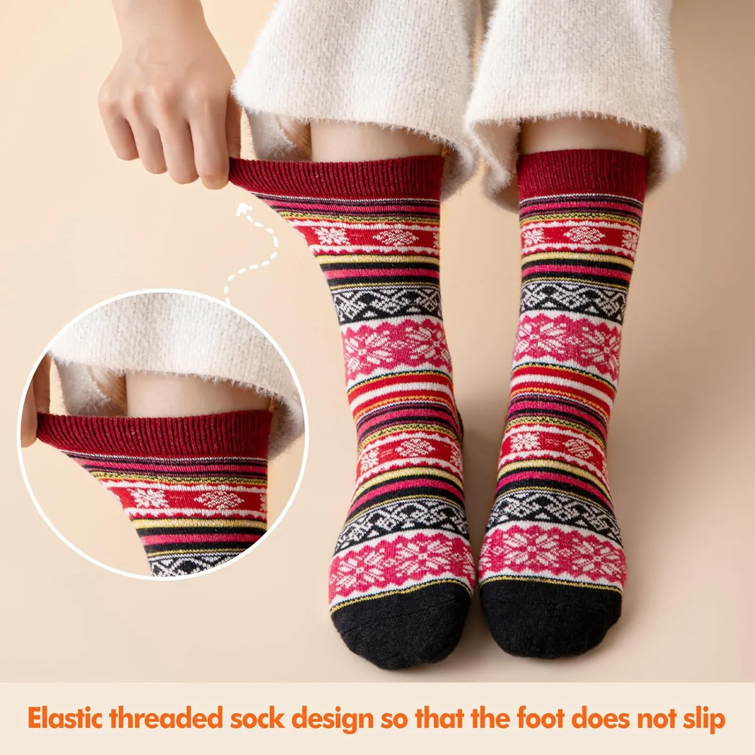 Wool Socks – Cozy, Warm, Thick Knit Socks for Women & Men, 2 Sets