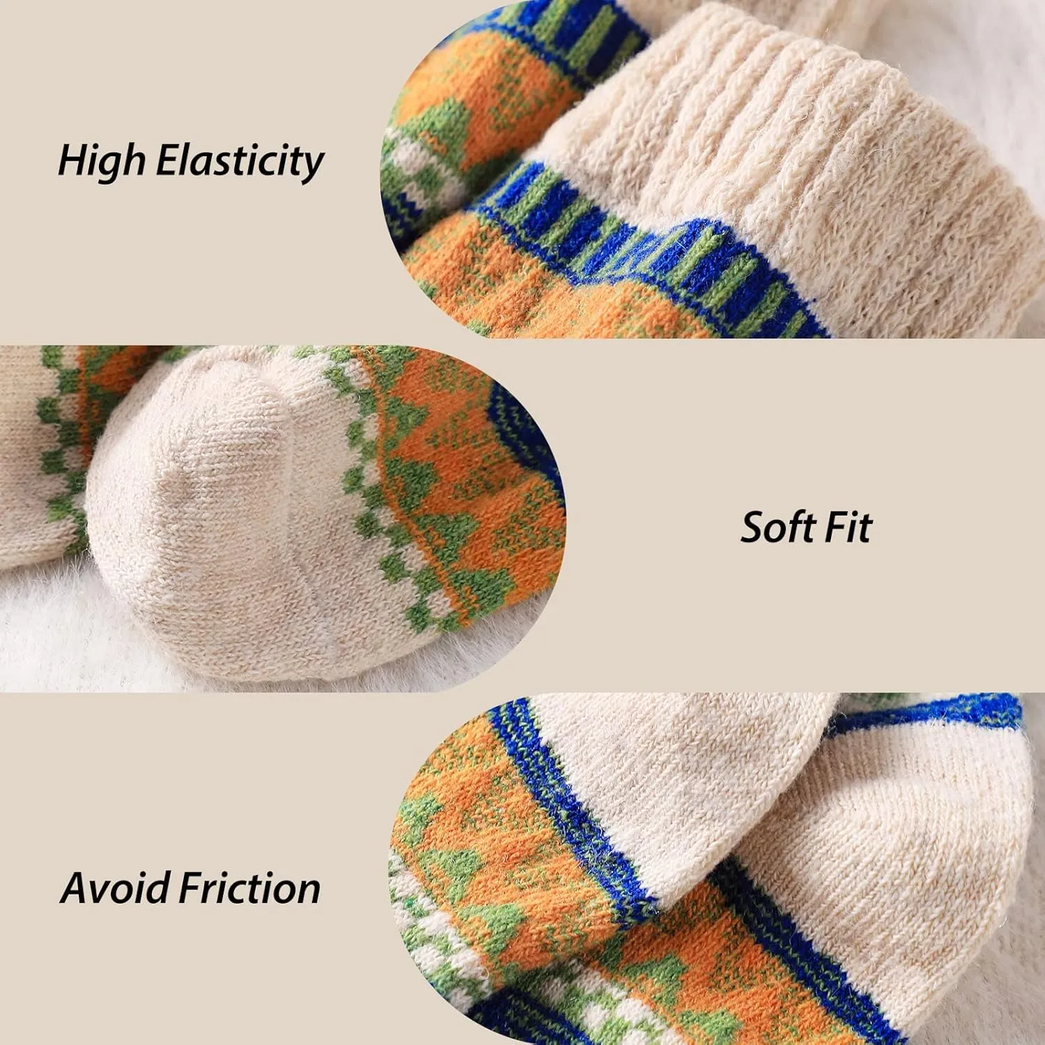 Wool Socks – Cozy, Warm, Thick Knit Socks for Women & Men, 2 Sets