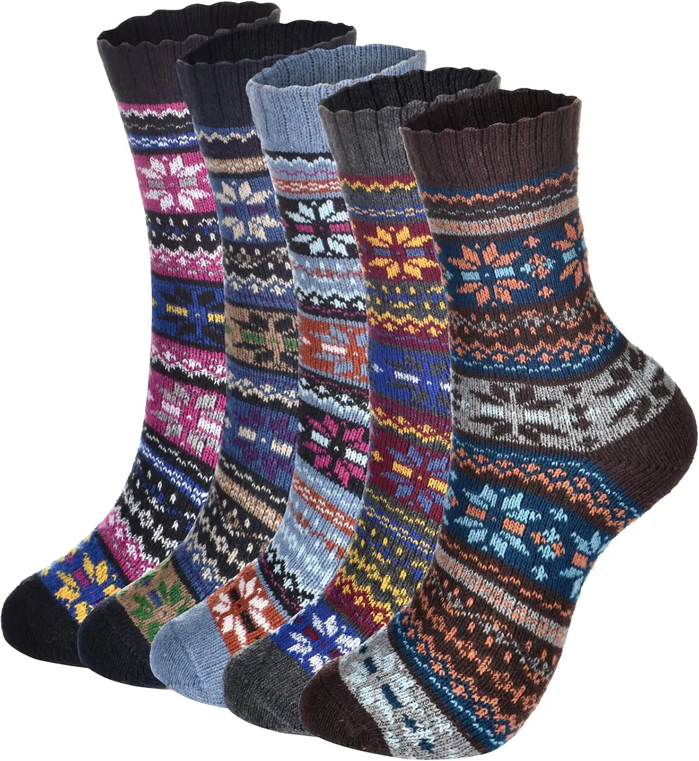 Wool Socks – Cozy, Warm, Thick Knit Socks for Women & Men, 2 Sets