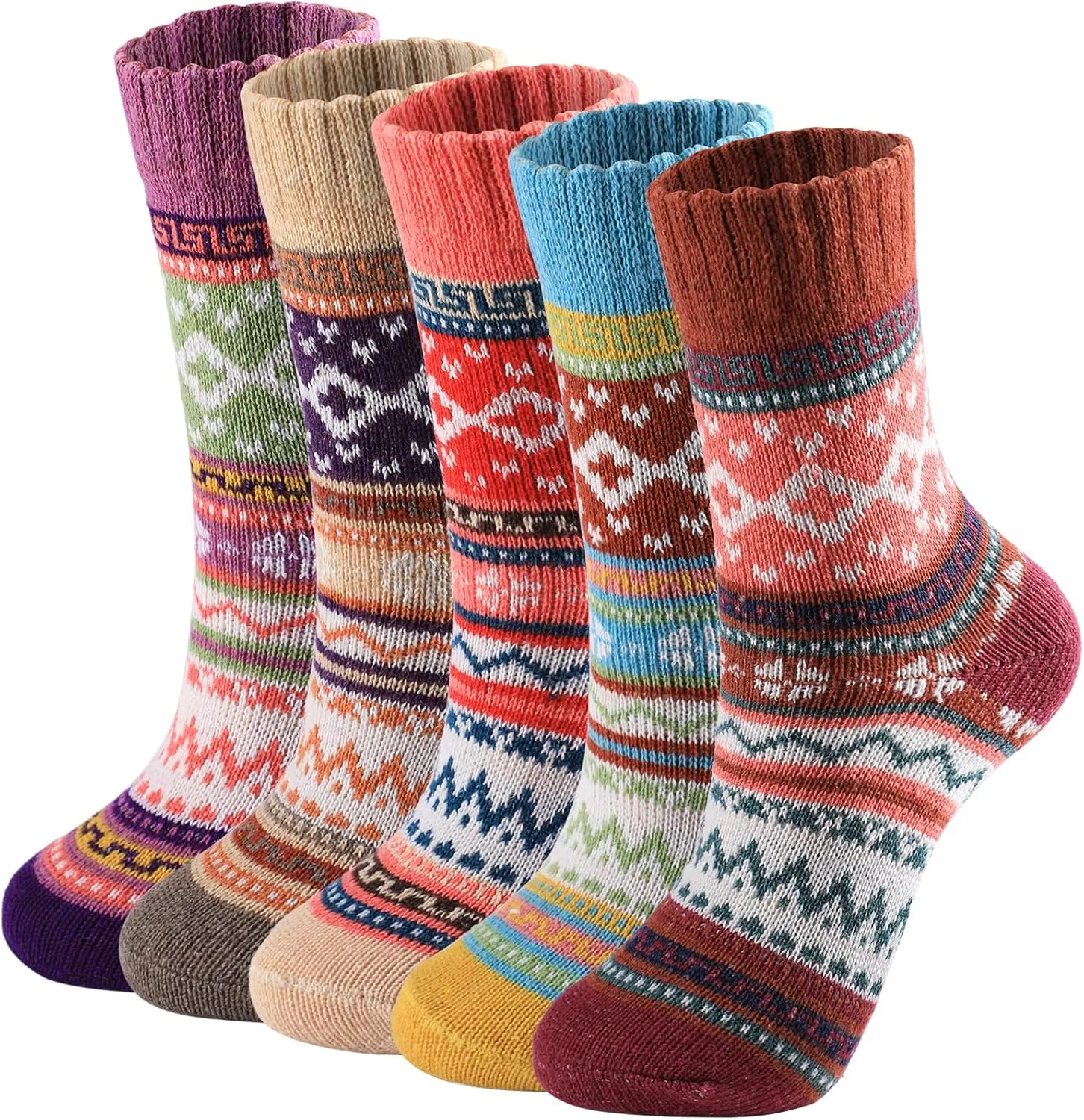 Wool Socks – Cozy, Warm, Thick Knit Socks for Women & Men, 2 Sets