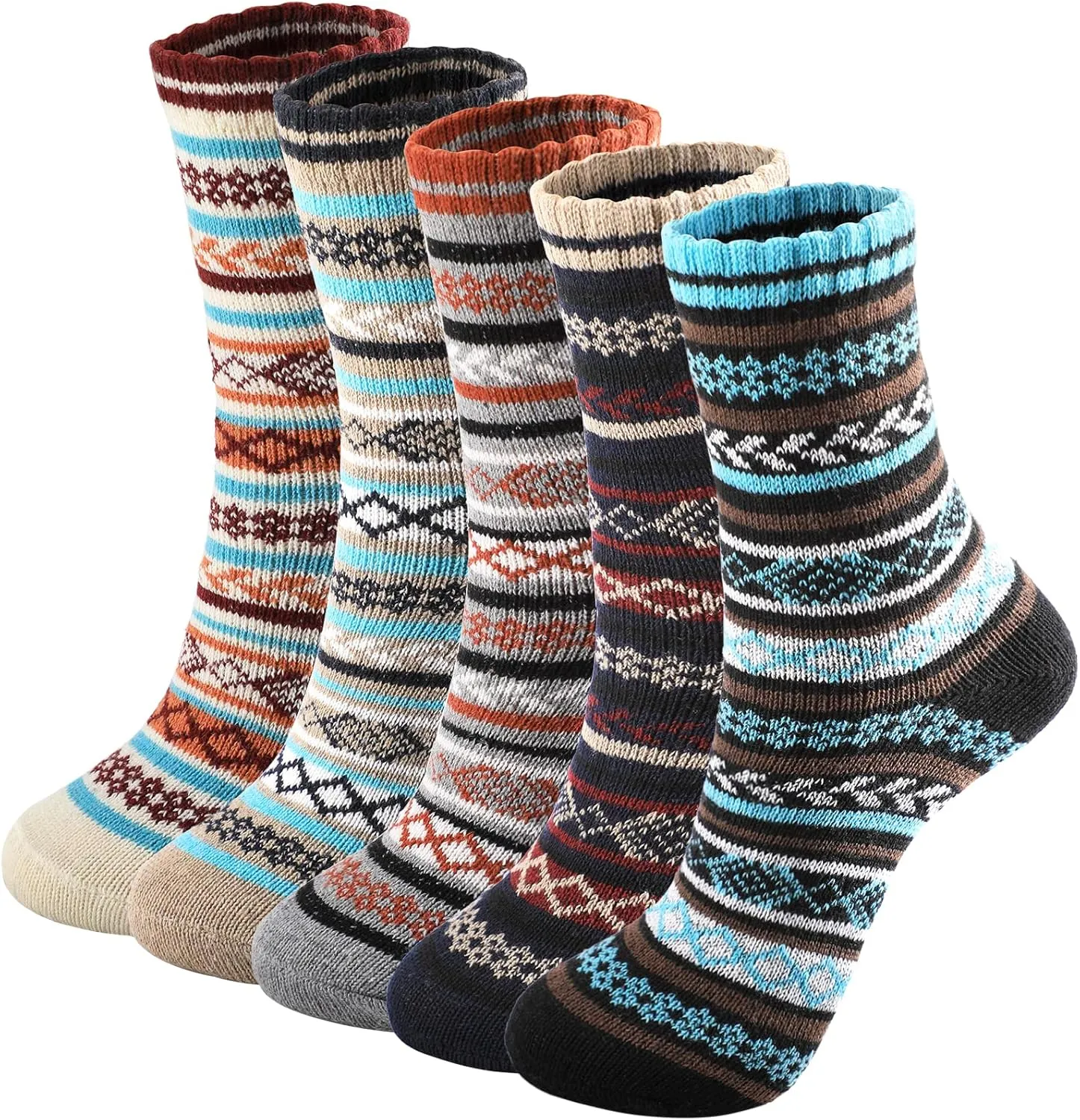 Wool Socks – Cozy, Warm, Thick Knit Socks for Women & Men, 2 Sets