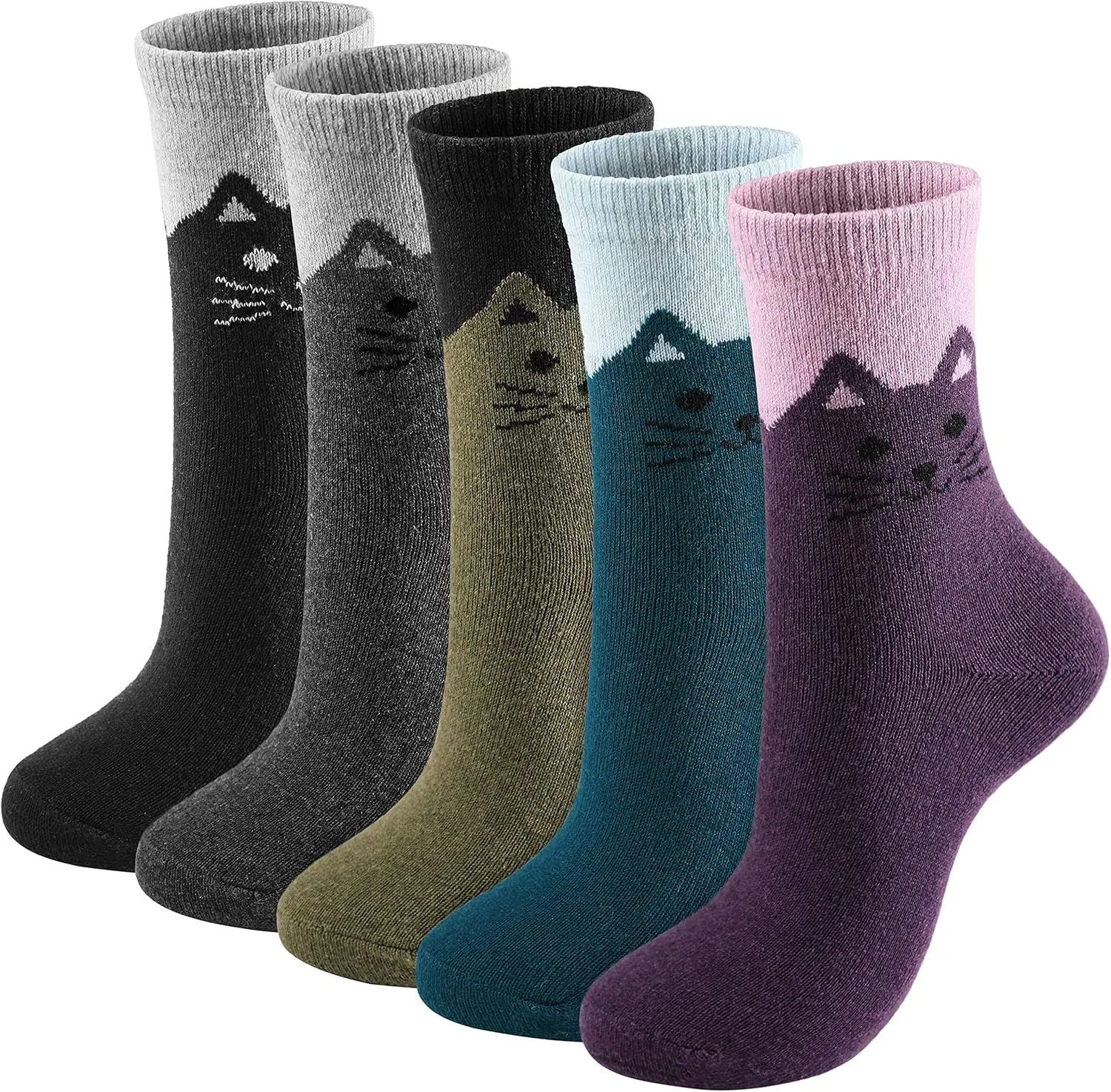 Wool Socks – Cozy, Warm, Thick Knit Socks for Women & Men, 2 Sets