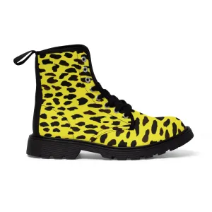 Yellow Cheetah Animal Print Boots, Colorful Stylish Women's Cheetah Printed Fashion Winter Boots