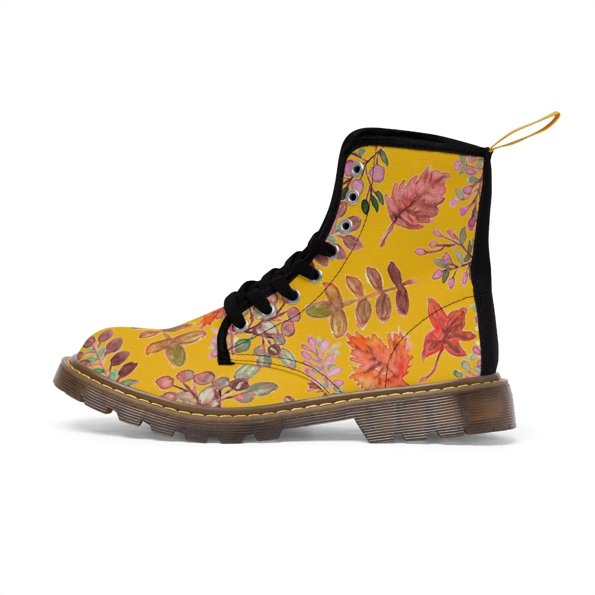 Yellow Fall Leaves Women's Boots, Autumn Fall Leaves Print Women's Boots, Best Winter Boots For Women