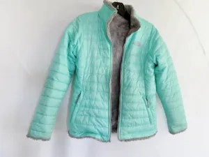 Youth Girls THE NORTH FACE Reversible JACKET Puffer Coat L 14/16  GRAY MINT BLUE