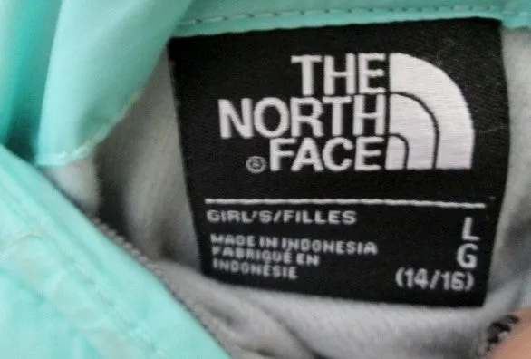 Youth Girls THE NORTH FACE Reversible JACKET Puffer Coat L 14/16  GRAY MINT BLUE