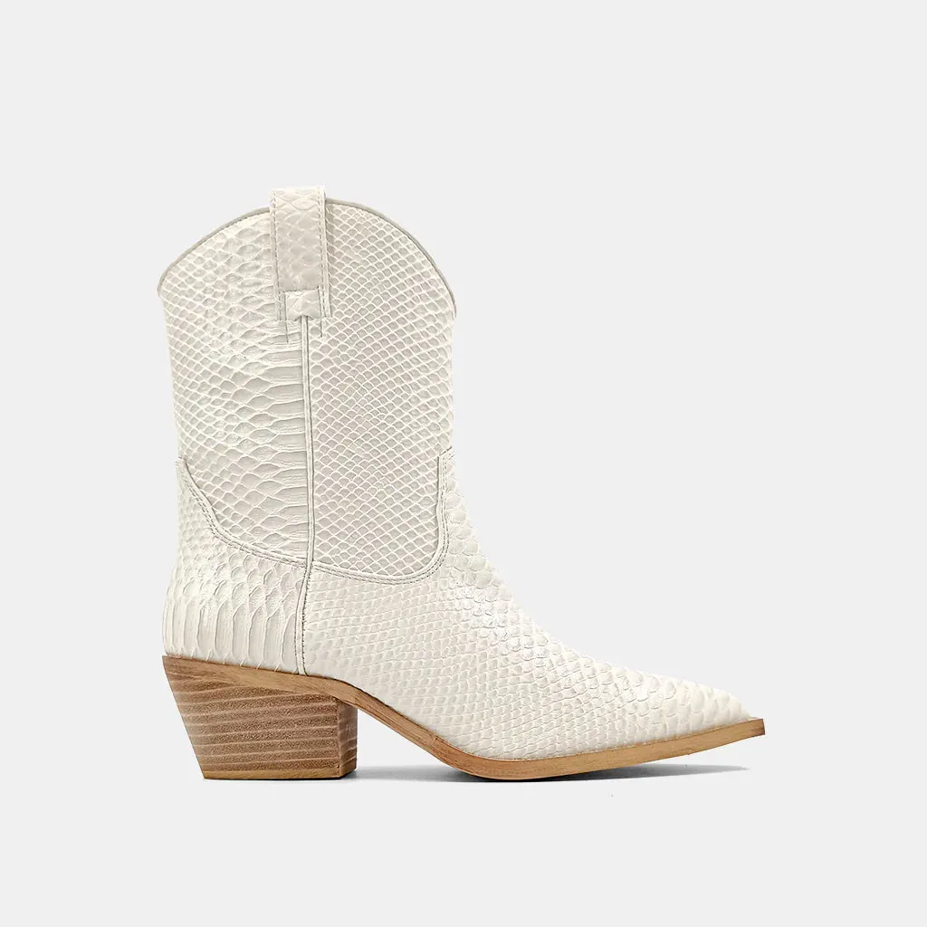 Zou Zou Western Boots - Bone Snake